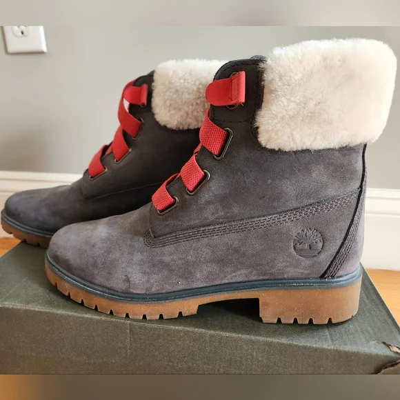Timberland Women's Jayne Grey Nubuck Boots, Size 9 - Picture 2 of 13